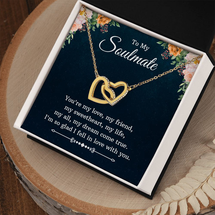 To My Soulmate | You're my love, my friend, my sweetheart, my life, my all, my dream come true - Interlocking Hearts Necklace