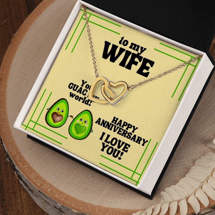 To My Wife | You GUAC my World! Happy Anniversary, I Love You! - Interlocking Hearts Necklace