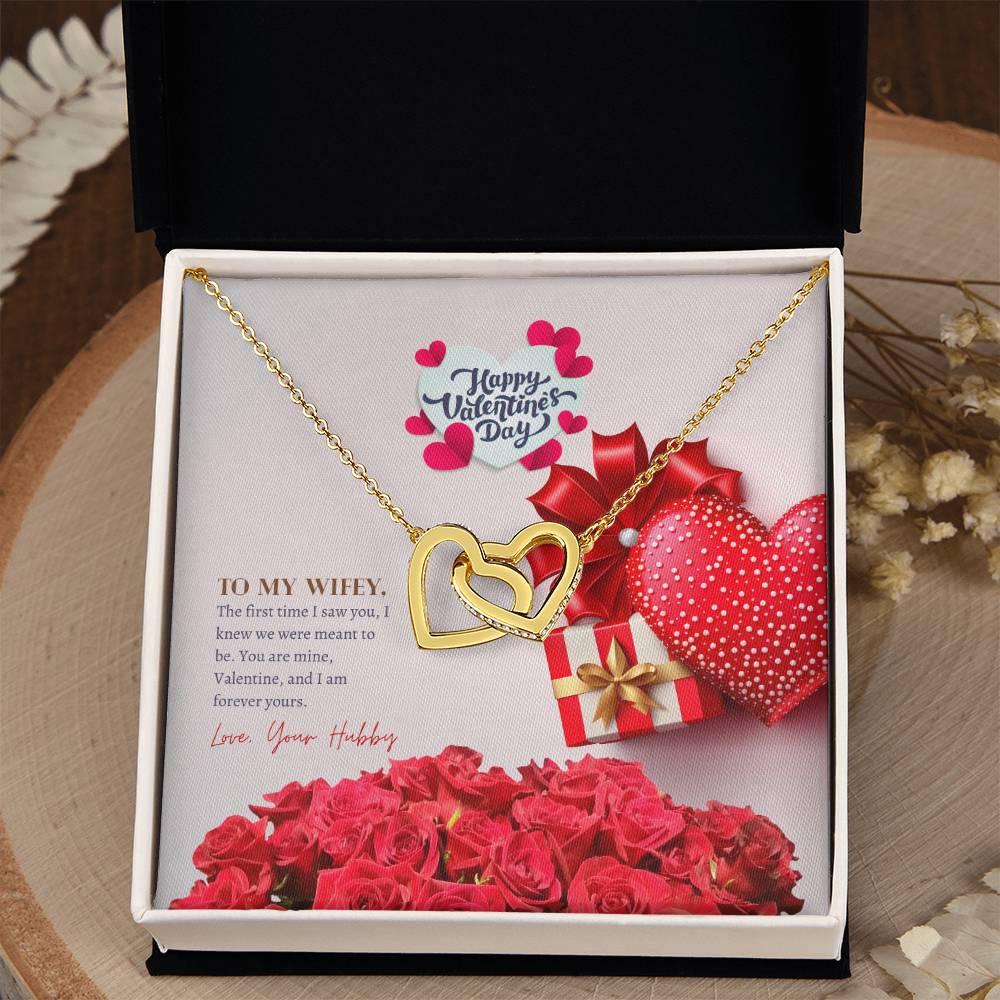 Happy Valentine's Day | To My Wifey, I am forever yours - Interlocking Hearts Necklace