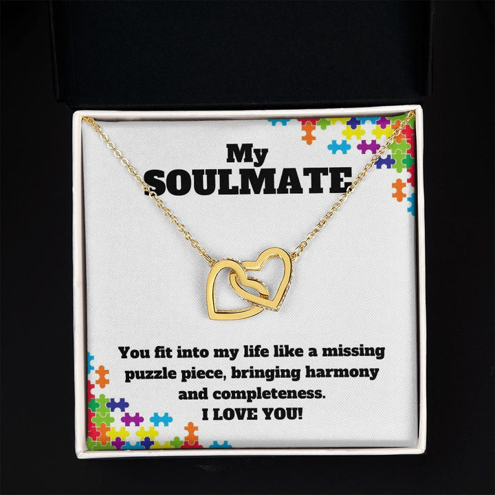 My Soulmate | You fit into my life like a missing puzzle piece, bring harmony and completeness - Interlocking Hearts Necklace