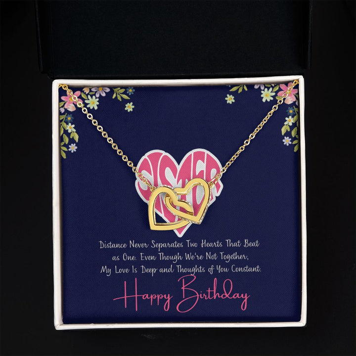 Sister | My Love is deep and thoughts of you Constant, Happy Birthday - Interlocking Hearts Necklace