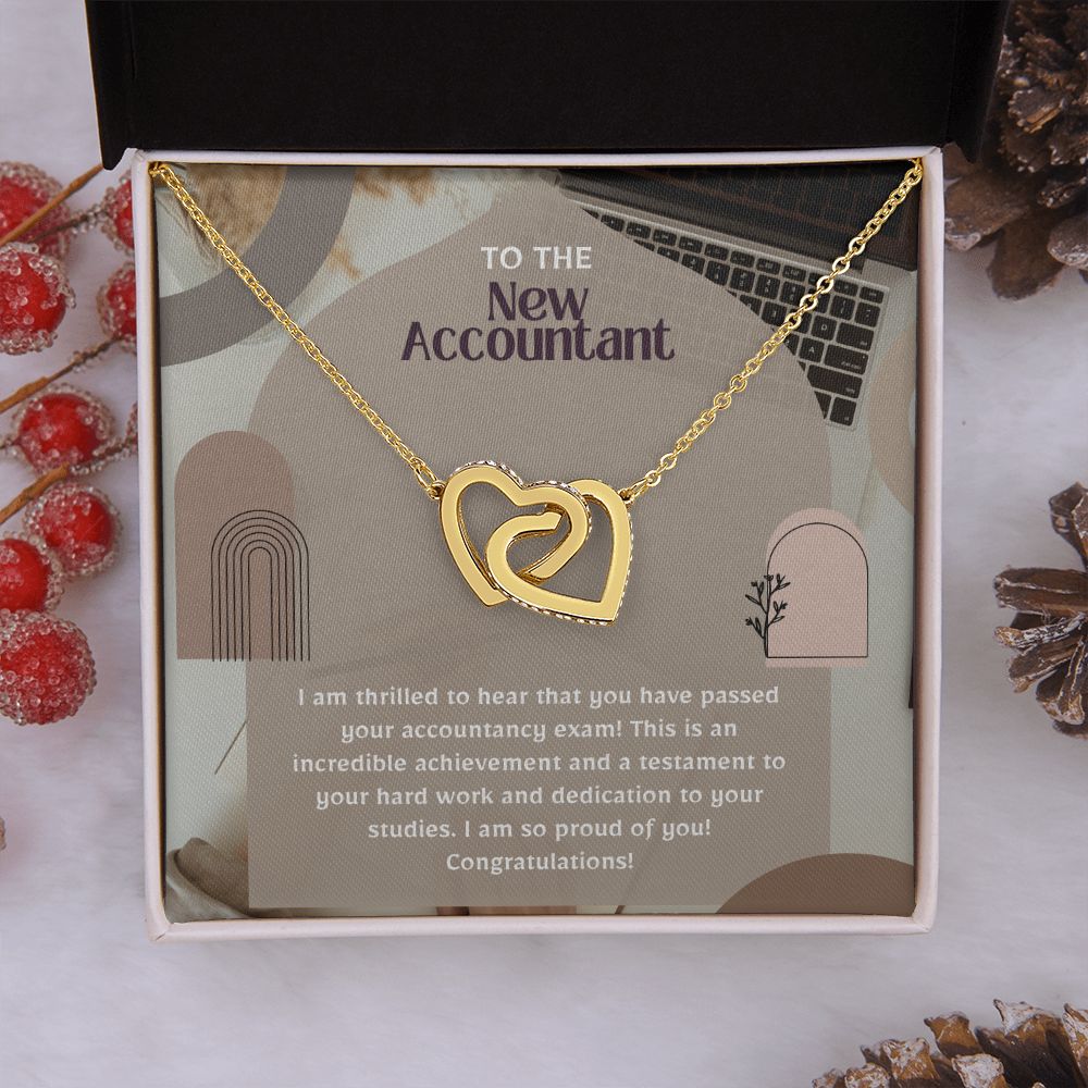 To the New Accountant | I am thrilled to hear that you have passed your accountancy exam. - Interlocking Hearts Necklace