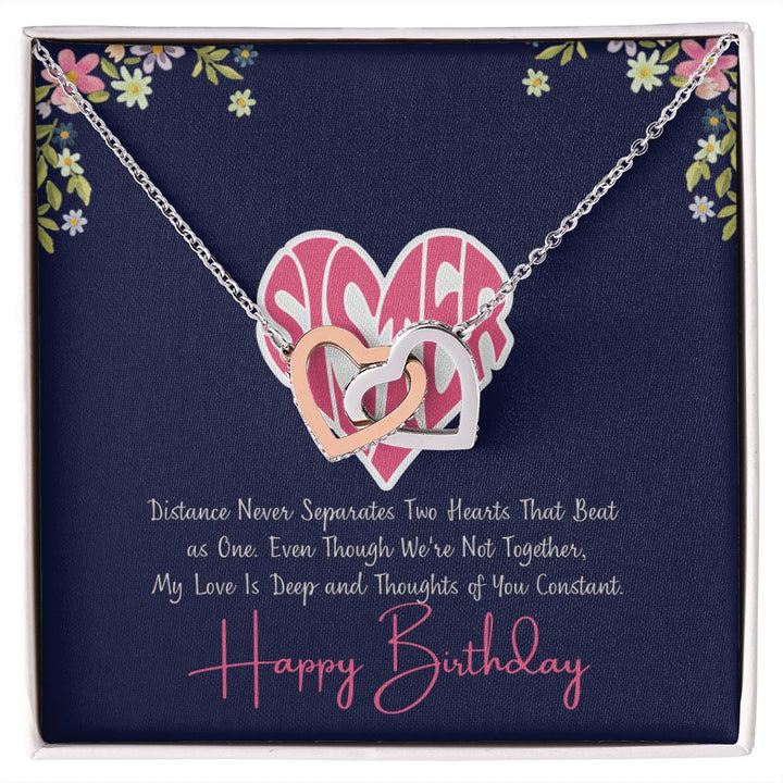 Sister | My Love is deep and thoughts of you Constant, Happy Birthday - Interlocking Hearts Necklace