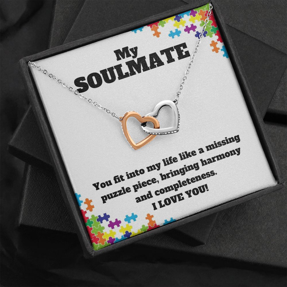 My Soulmate | You fit into my life like a missing puzzle piece, bring harmony and completeness - Interlocking Hearts Necklace