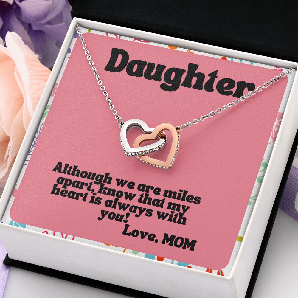 Daughter | Know that my heart is always with you! Love, Mom - Interlocking Hearts Necklace