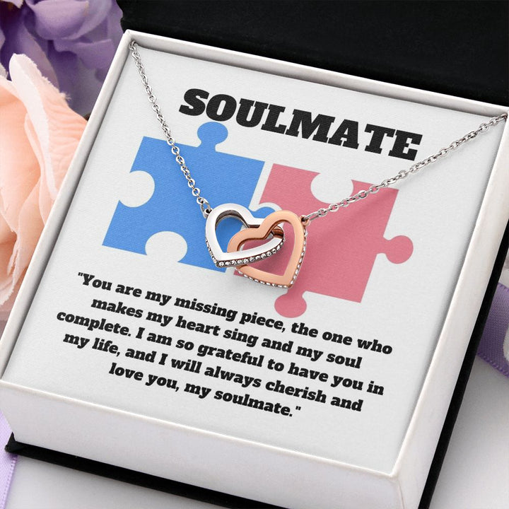 Soulmate | You are my missing piece, the one who makes my heart sing and my soul complete - Interlocking Hearts Necklace