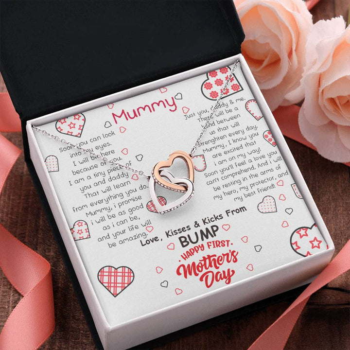 Mummy | Love, Kisses and Kicks from BUMP, Happy First Mother's Day! - Interlocking Hearts Necklace