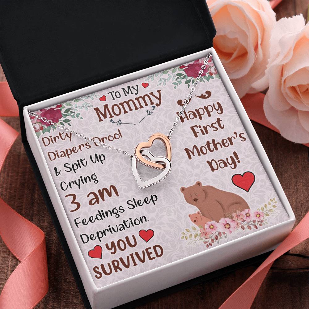 To My Mommy | Happy First Mother's Day! - Interlocking Hearts Necklace