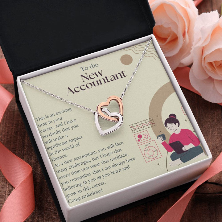 To the New Accountant | I am always here believing in you as you learn and grow in this career. - Interlocking Hearts Necklace