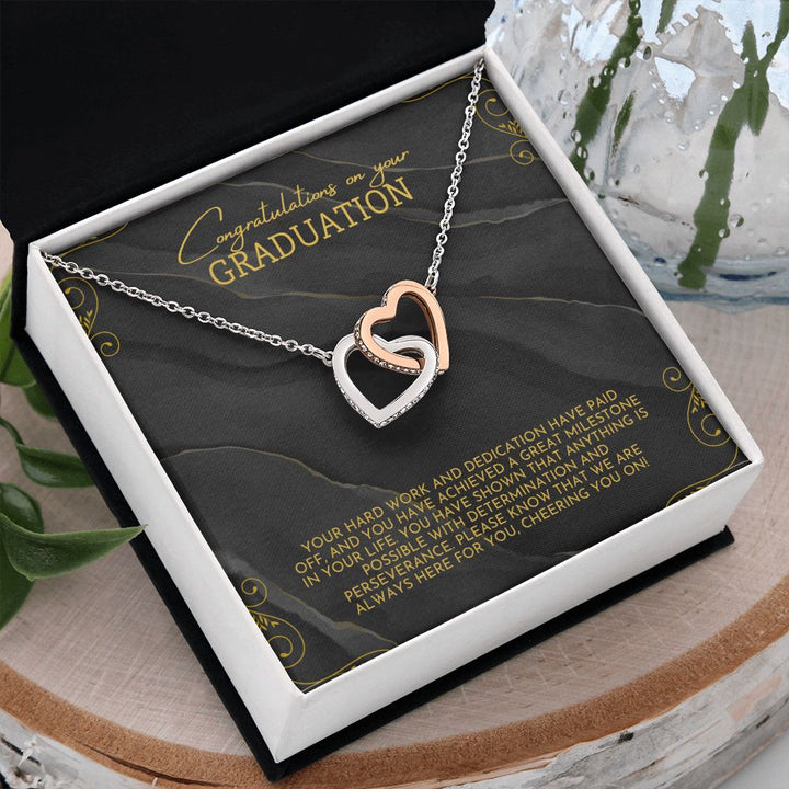 Congratulations on your Graduation | Your hard work and dedication have paid off - Interlocking Hearts Necklace