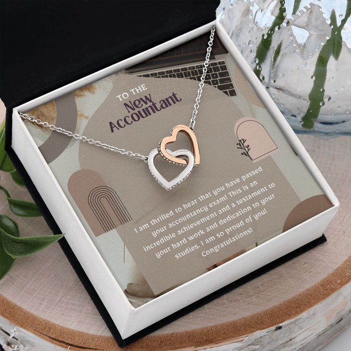 To the New Accountant | I am thrilled to hear that you have passed your accountancy exam. - Interlocking Hearts Necklace