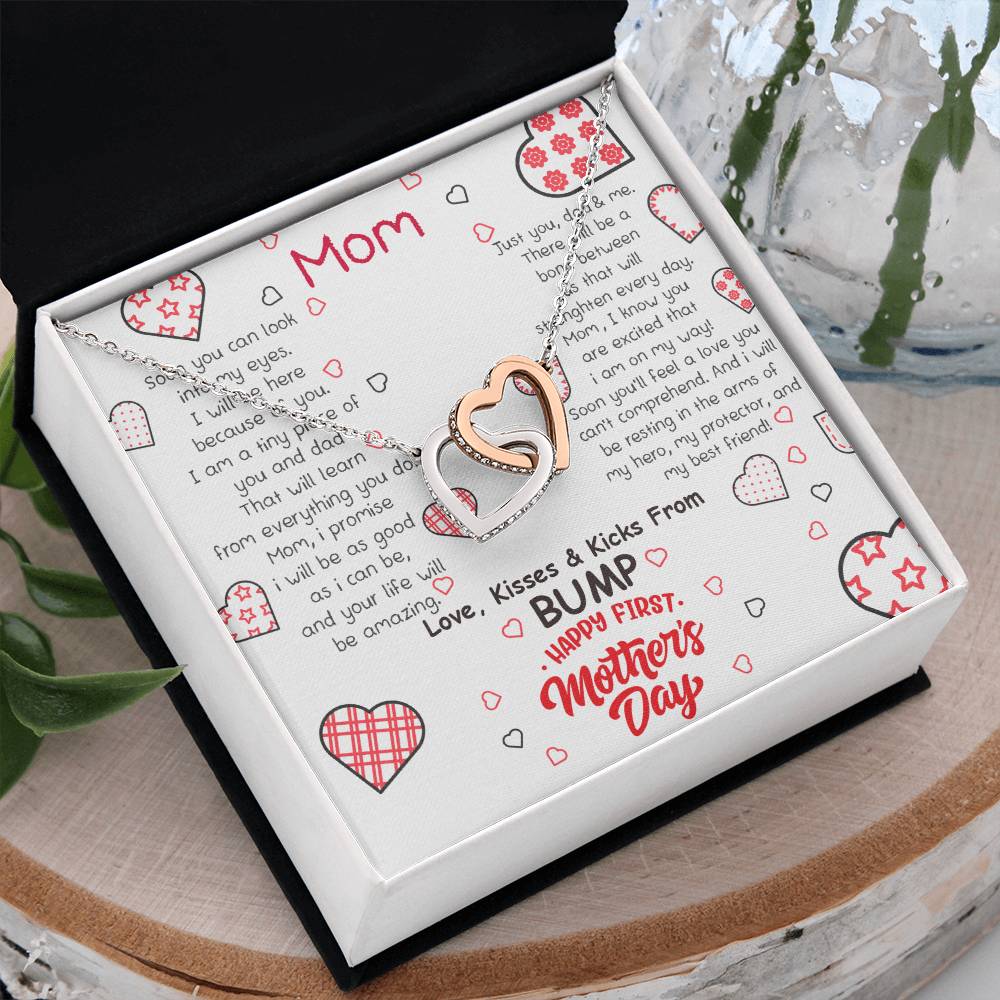 Mom | I am a tiny piece of you and dad that will learn everything you do - Interlocking Hearts Necklace