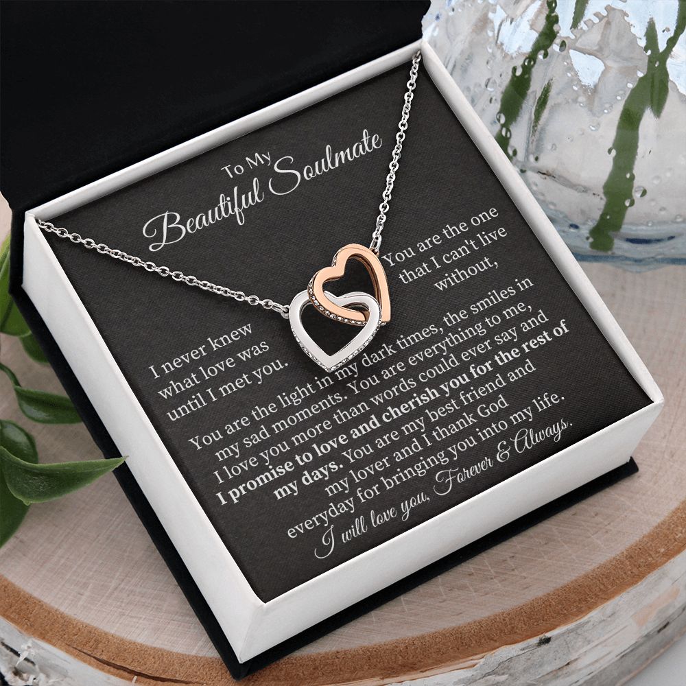 To My Beautiful Soulmate | You are the one that I can't live without - Interlocking Hearts Necklace