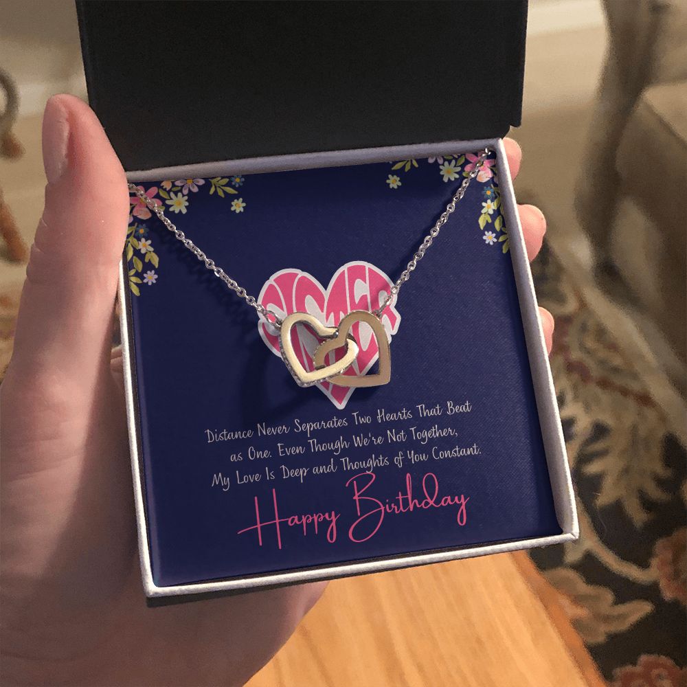 Sister | My Love is deep and thoughts of you Constant, Happy Birthday - Interlocking Hearts Necklace