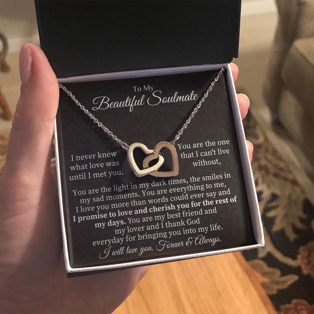 To My Beautiful Soulmate | You are the one that I can't live without - Interlocking Hearts Necklace