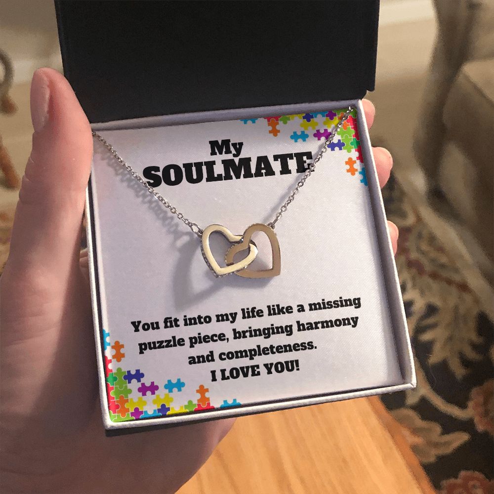 My Soulmate | You fit into my life like a missing puzzle piece, bring harmony and completeness - Interlocking Hearts Necklace