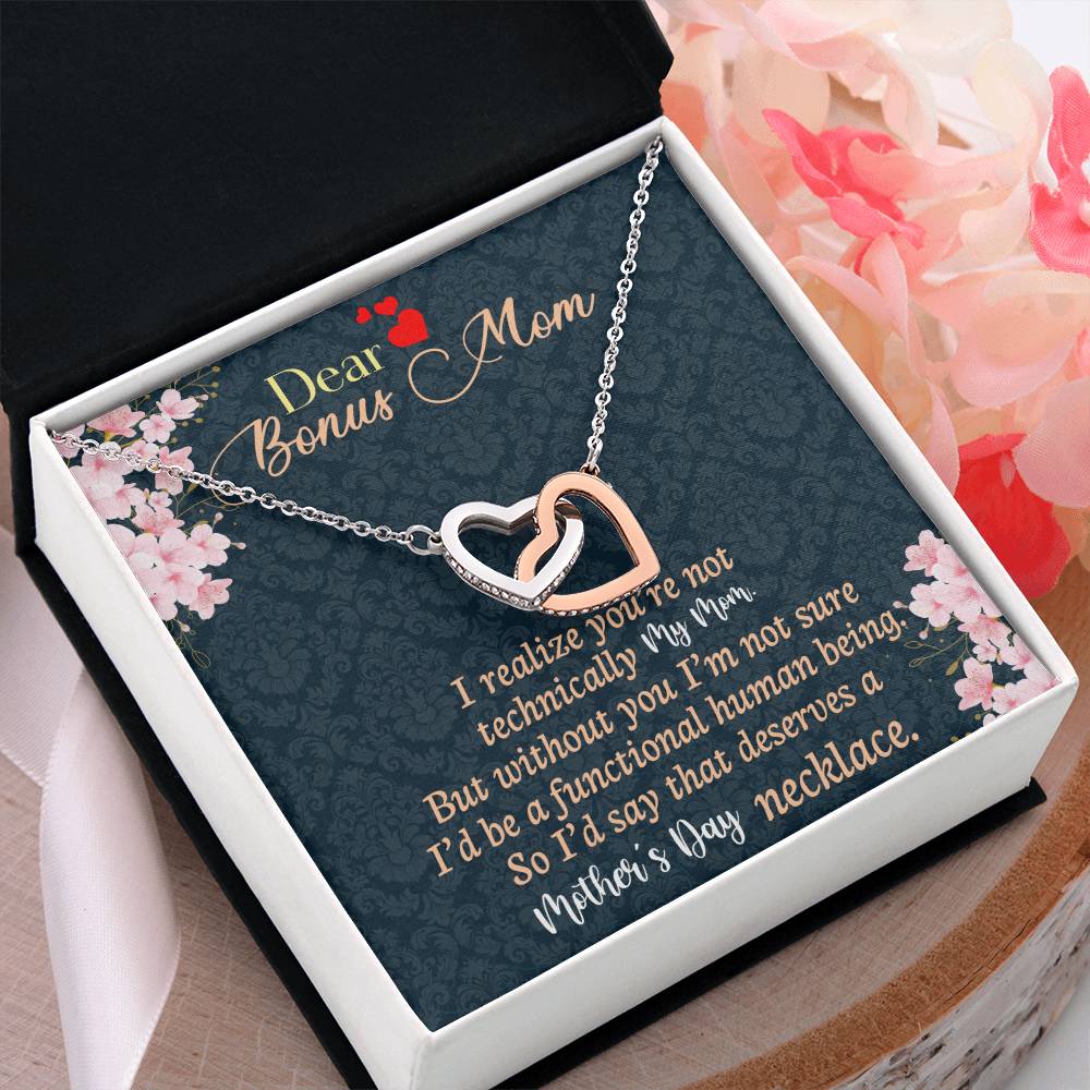 Dear Bonus Mom | Without you I'm not sure I'd be a functional human being - Interlocking Hearts Necklace