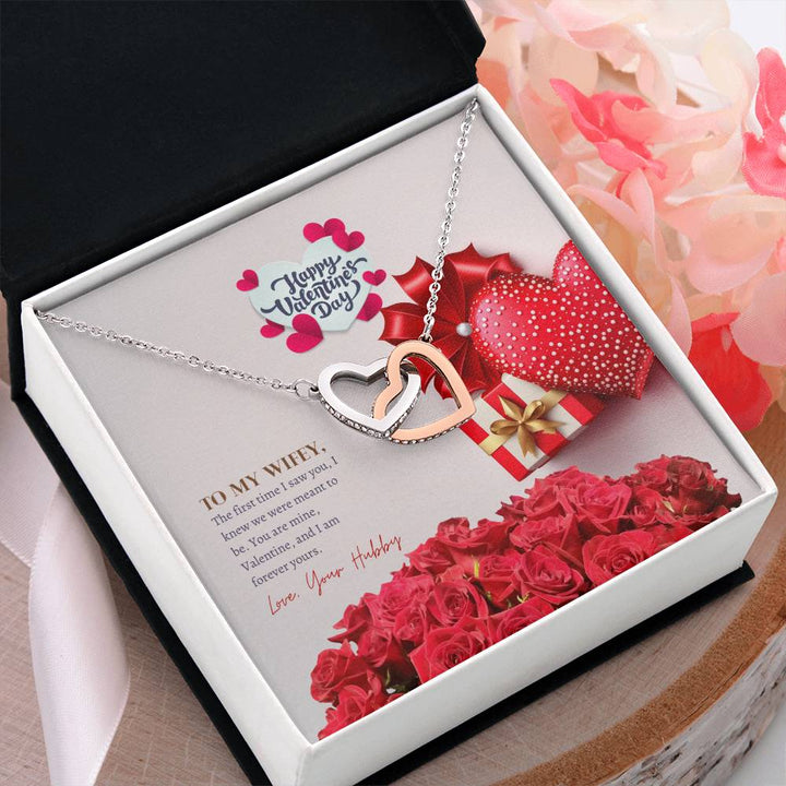 Happy Valentine's Day | To My Wifey, I am forever yours - Interlocking Hearts Necklace