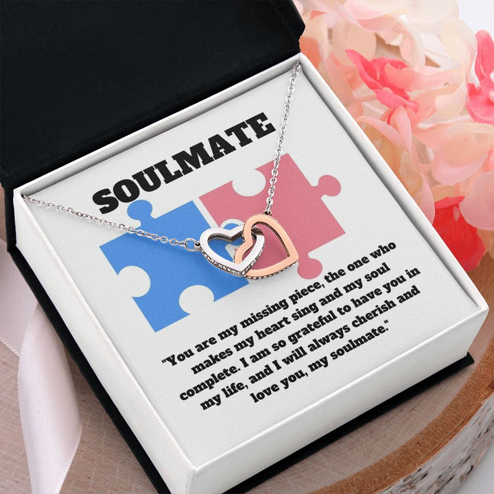 Soulmate | You are my missing piece, the one who makes my heart sing and my soul complete - Interlocking Hearts Necklace