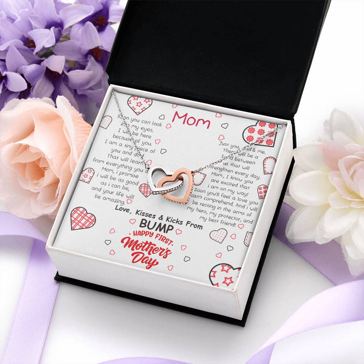 Mom | I am a tiny piece of you and dad that will learn everything you do - Interlocking Hearts Necklace