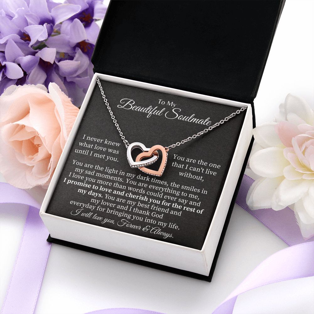 To My Beautiful Soulmate | You are the one that I can't live without - Interlocking Hearts Necklace