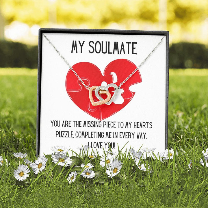 My Soulmate | You are the missing piece to My heart's puzzle, completing me in every way - Interlocking Hearts Necklace