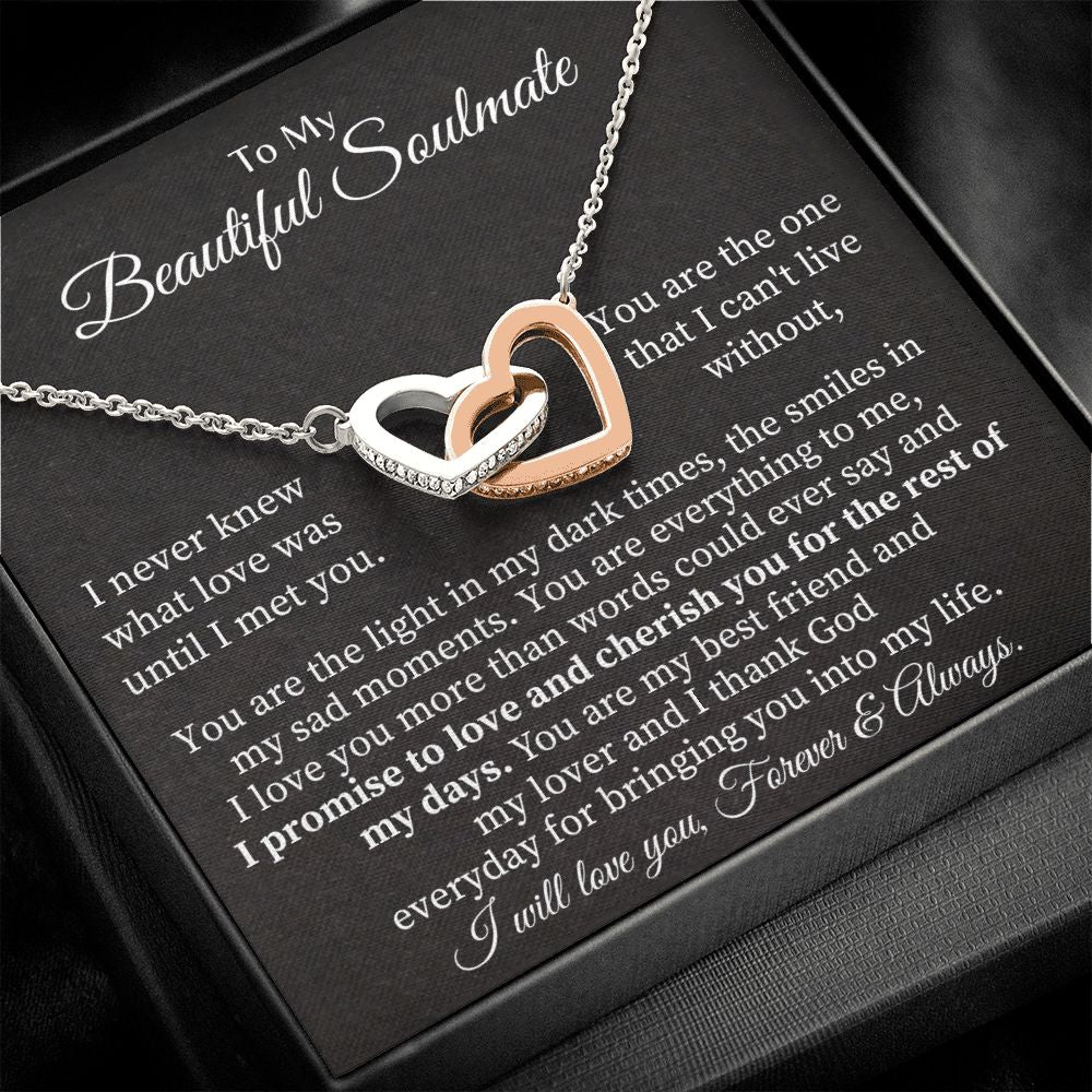 To My Beautiful Soulmate | You are the one that I can't live without - Interlocking Hearts Necklace