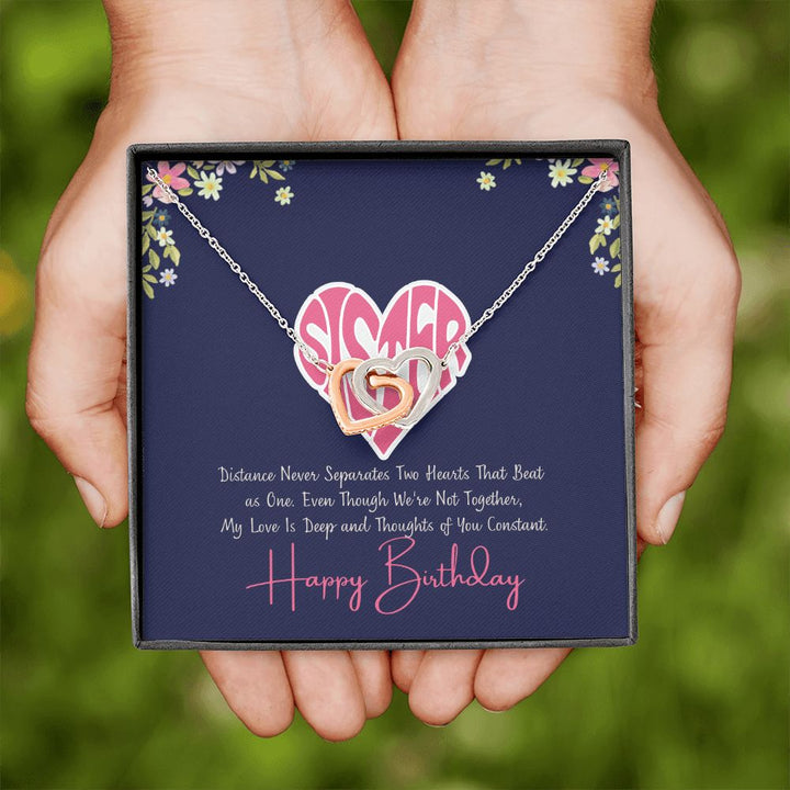 Sister | My Love is deep and thoughts of you Constant, Happy Birthday - Interlocking Hearts Necklace