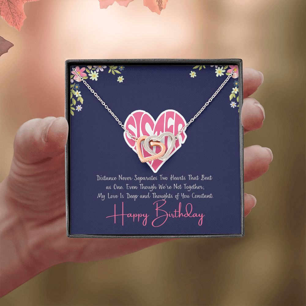 Sister | My Love is deep and thoughts of you Constant, Happy Birthday - Interlocking Hearts Necklace