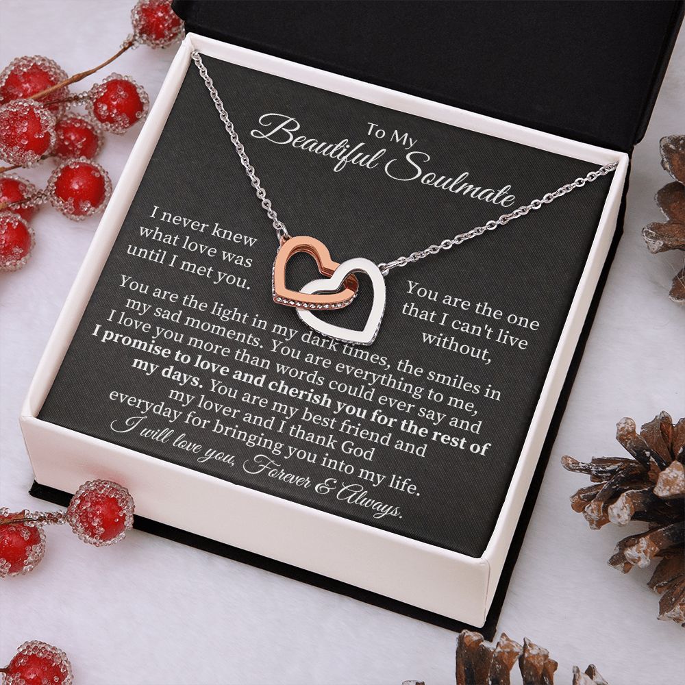 To My Beautiful Soulmate | You are the one that I can't live without - Interlocking Hearts Necklace