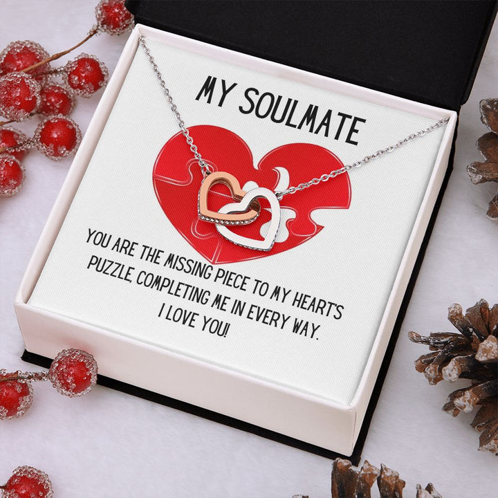 My Soulmate | You are the missing piece to My heart's puzzle, completing me in every way - Interlocking Hearts Necklace