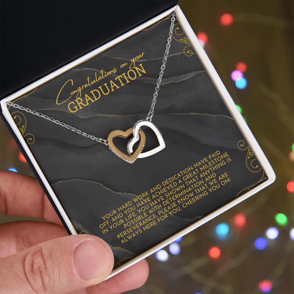 Congratulations on your Graduation | Your hard work and dedication have paid off - Interlocking Hearts Necklace