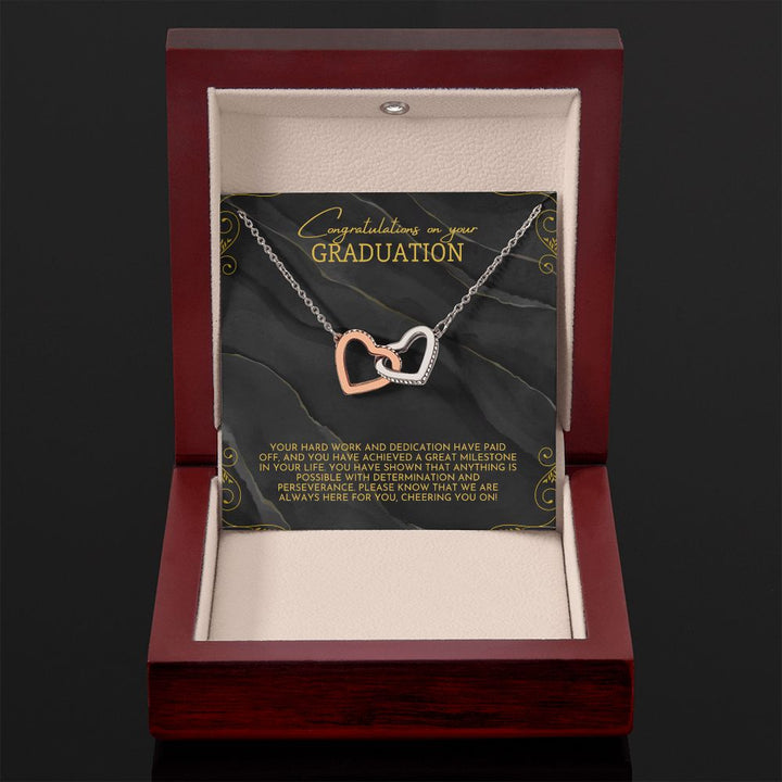 Congratulations on your Graduation | Your hard work and dedication have paid off - Interlocking Hearts Necklace