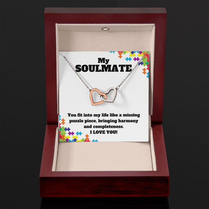 My Soulmate | You fit into my life like a missing puzzle piece, bring harmony and completeness - Interlocking Hearts Necklace