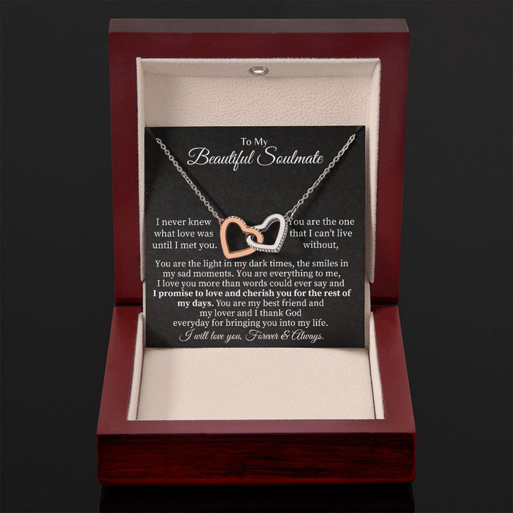 To My Beautiful Soulmate | You are the one that I can't live without - Interlocking Hearts Necklace