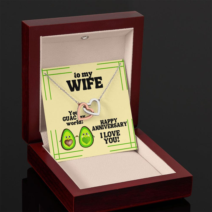 To My Wife | You GUAC my World! Happy Anniversary, I Love You! - Interlocking Hearts Necklace