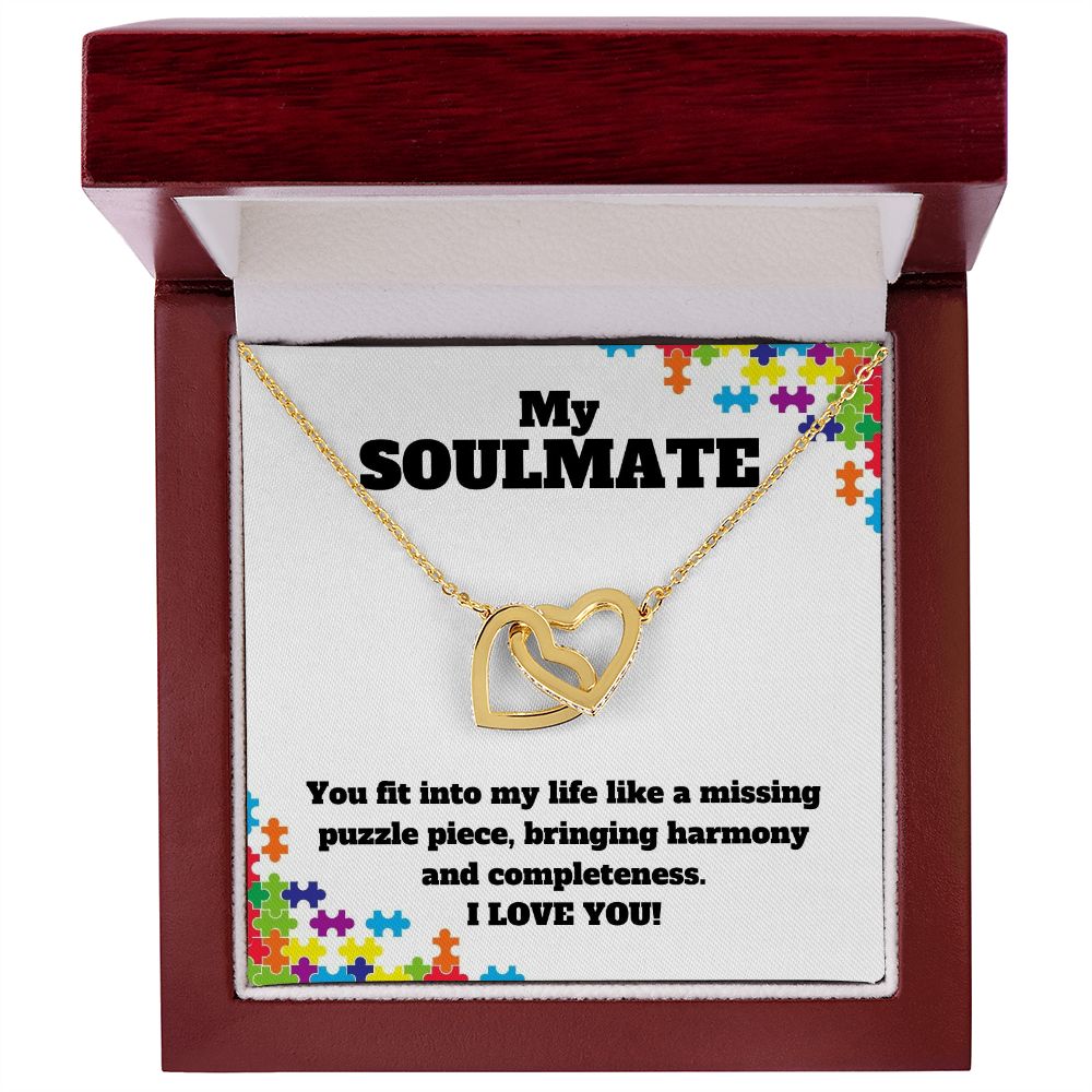 My Soulmate | You fit into my life like a missing puzzle piece, bring harmony and completeness - Interlocking Hearts Necklace