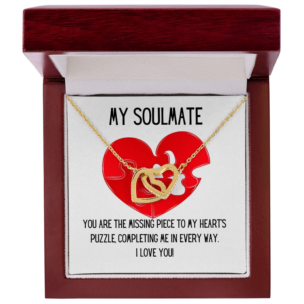 My Soulmate | You are the missing piece to My heart's puzzle, completing me in every way - Interlocking Hearts Necklace