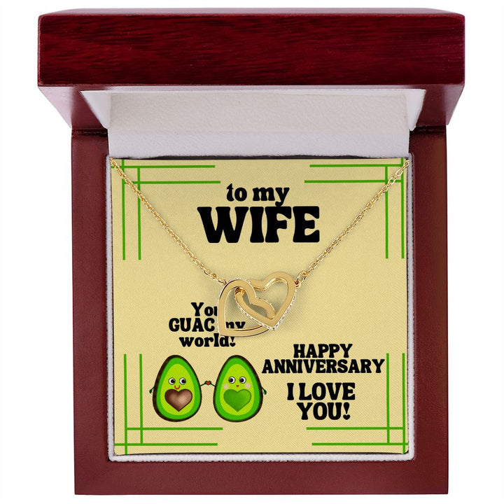 To My Wife | You GUAC my World! Happy Anniversary, I Love You! - Interlocking Hearts Necklace