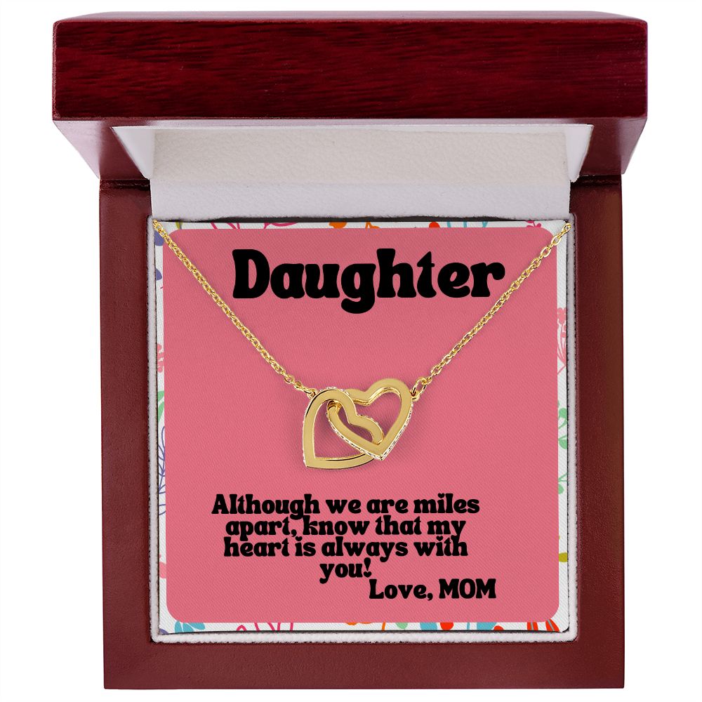 Daughter | Know that my heart is always with you! Love, Mom - Interlocking Hearts Necklace