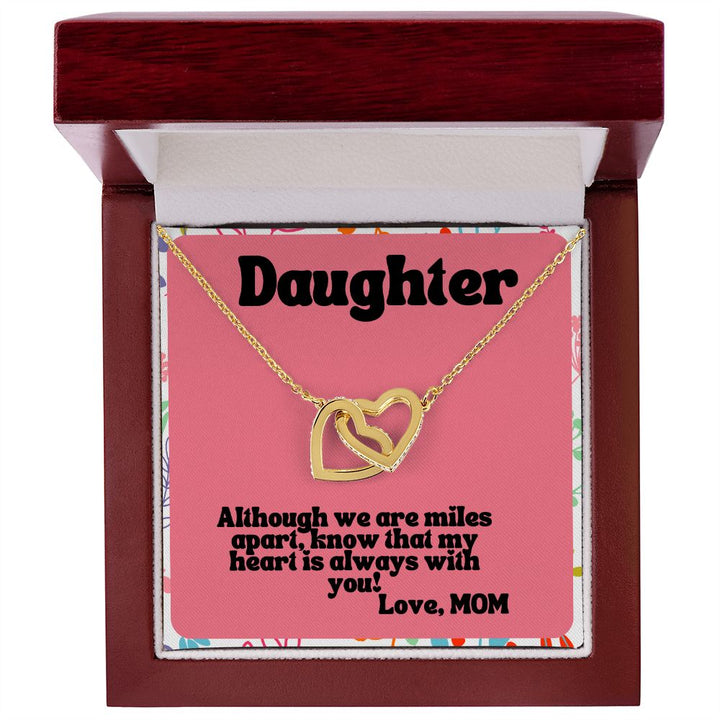 Daughter | Know that my heart is always with you! Love, Mom - Interlocking Hearts Necklace