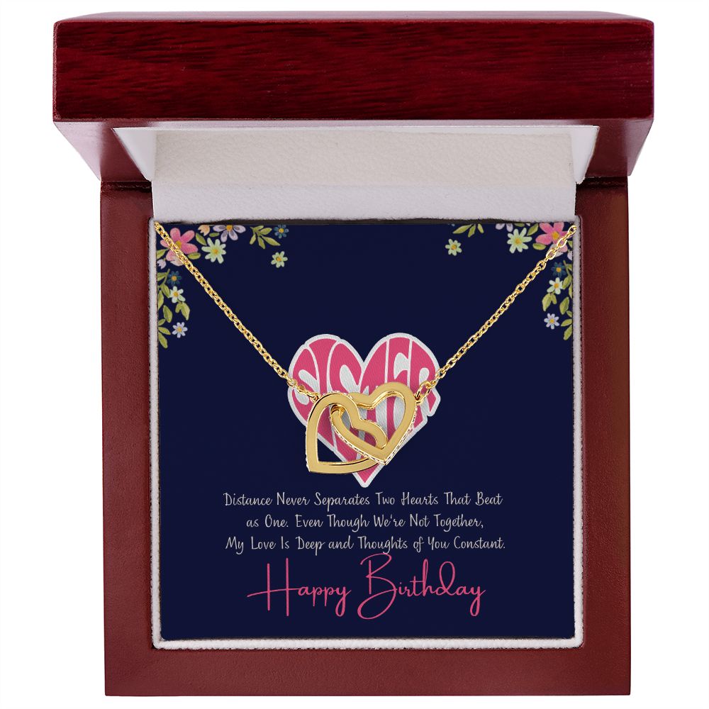 Sister | My Love is deep and thoughts of you Constant, Happy Birthday - Interlocking Hearts Necklace