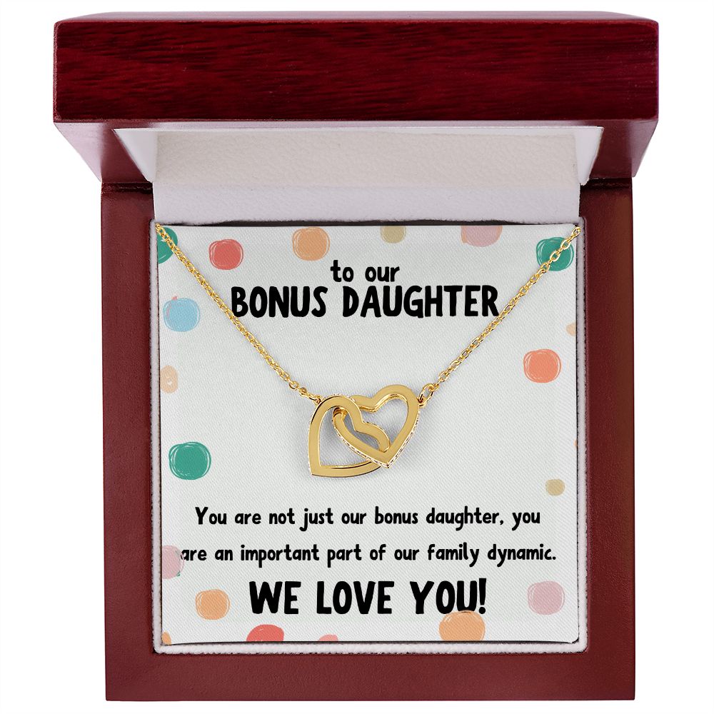 To our Bonus Daughter | You are not just our bonus daughter, you are an important part of our family dynamic - Interlocking Hearts Necklace