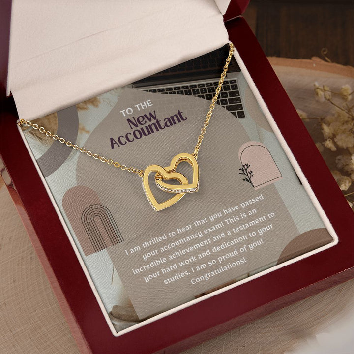 To the New Accountant | I am thrilled to hear that you have passed your accountancy exam. - Interlocking Hearts Necklace