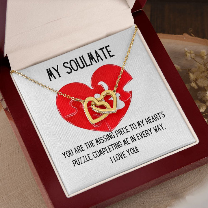 My Soulmate | You are the missing piece to My heart's puzzle, completing me in every way - Interlocking Hearts Necklace