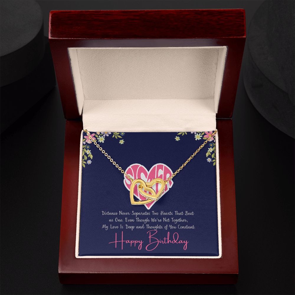 Sister | My Love is deep and thoughts of you Constant, Happy Birthday - Interlocking Hearts Necklace