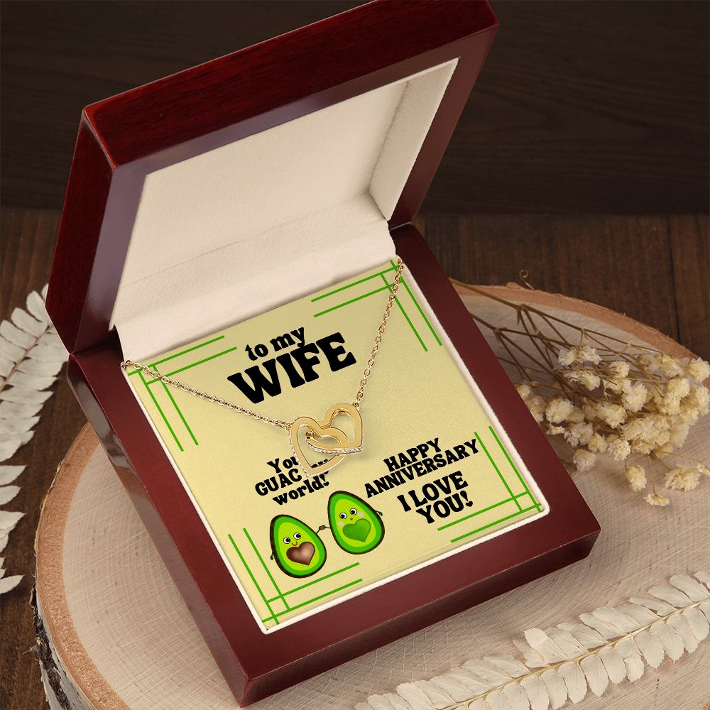 To My Wife | You GUAC my World! Happy Anniversary, I Love You! - Interlocking Hearts Necklace