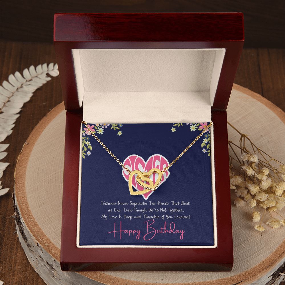 Sister | My Love is deep and thoughts of you Constant, Happy Birthday - Interlocking Hearts Necklace