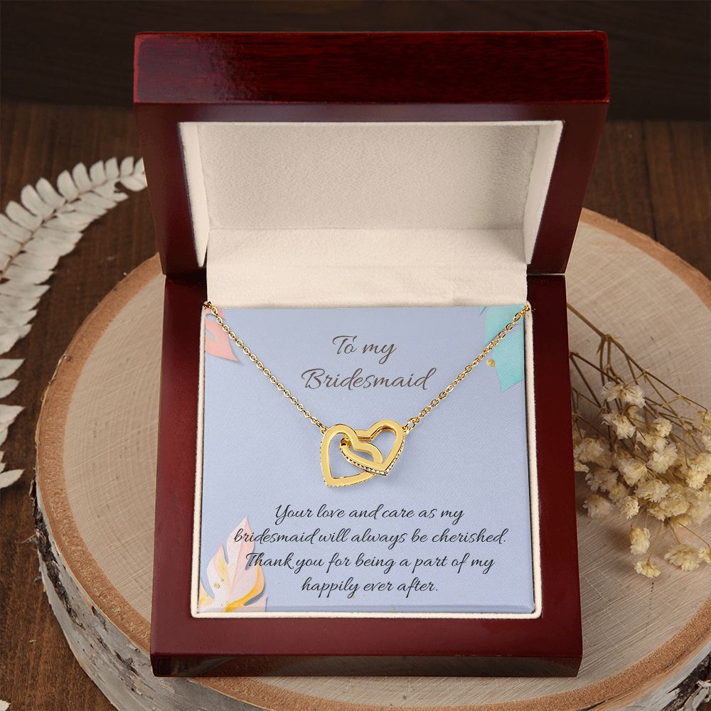 To My Bridesmaid | Your love and care as bridesmaid will always be cherished - Interlocking Hearts Necklace