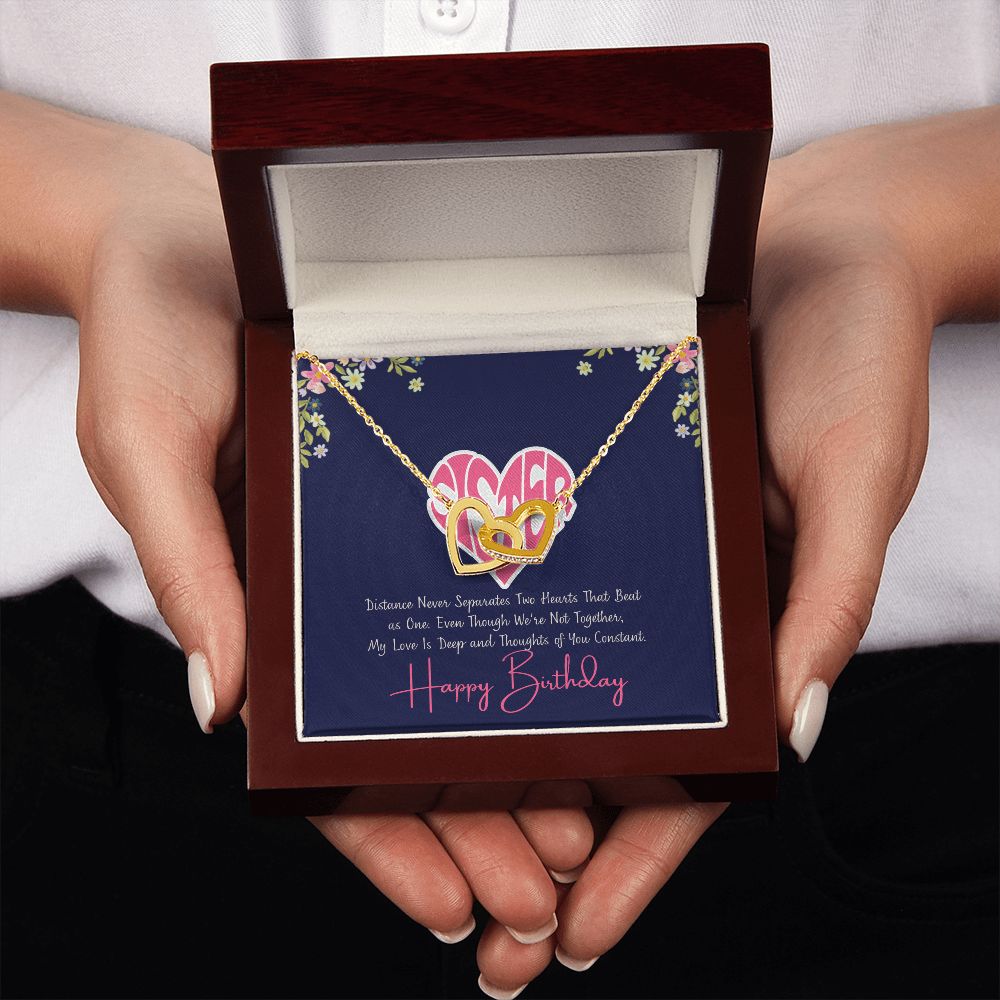 Sister | My Love is deep and thoughts of you Constant, Happy Birthday - Interlocking Hearts Necklace